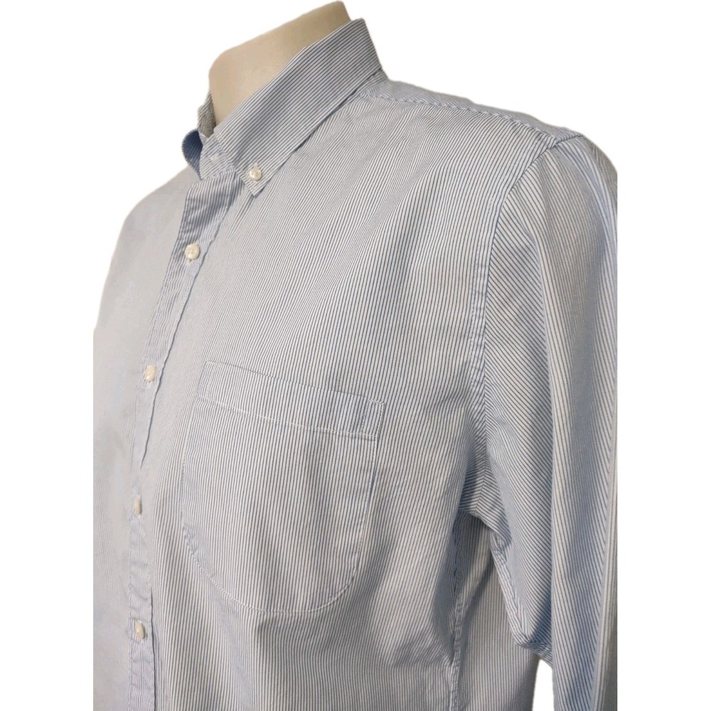 J.Crew Button‎ Down Shirt Men L Blue Striped Long Sleeve Preppy Classic Business - Picture 8 of 15